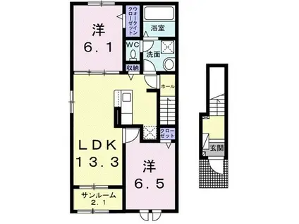 アナザースカイI(2LDK/2階)の間取り写真
