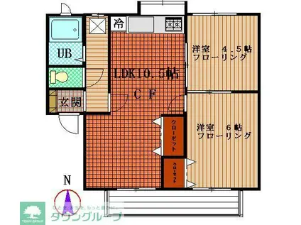 コーポ長谷川(2LDK/2階)の間取り写真