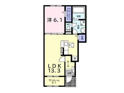 ルミナスIII(1LDK/1階)の間取り写真