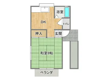 コーポみずほ(1DK/2階)の間取り写真