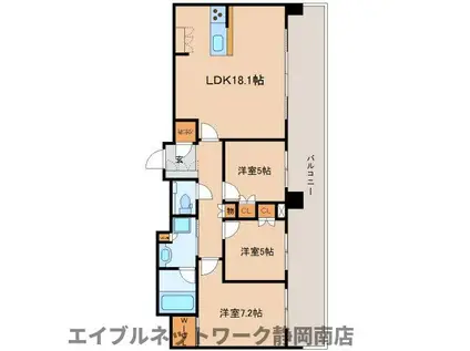 プレミアムタワー静岡(3LDK/7階)の間取り写真