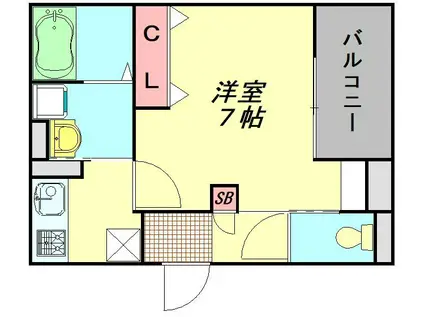 Dアヴァンス蒲生(1K/2階)の間取り写真