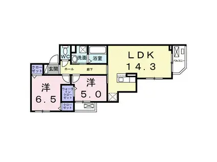 シャングリラ(2LDK/3階)の間取り写真