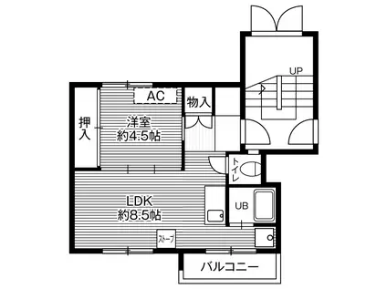 ビレッジハウス銭函1号棟(1LDK/2階)の間取り写真