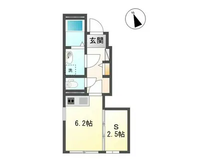 プランドールエス(ワンルーム/1階)の間取り写真