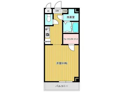 アンビシャス(1K/2階)の間取り写真