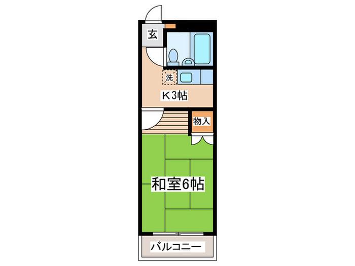 ベルハイツ大谷(1K/4階)の間取り写真