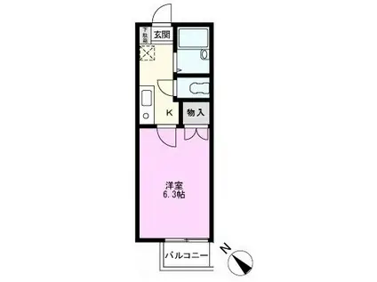 クラージュ南越谷(1K/2階)の間取り写真