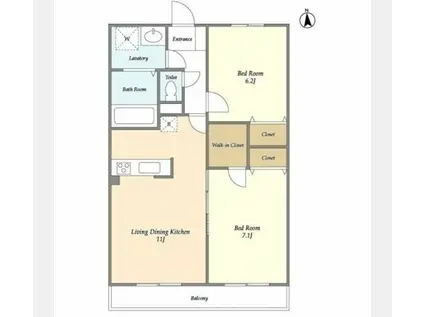 LS RESIDENCE武蔵境(2LDK/2階)の間取り写真