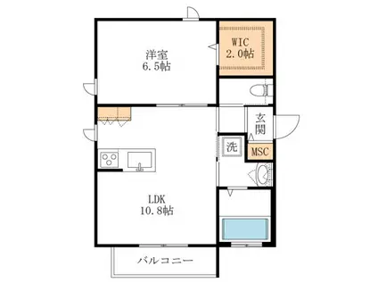 IRENE(1LDK/2階)の間取り写真