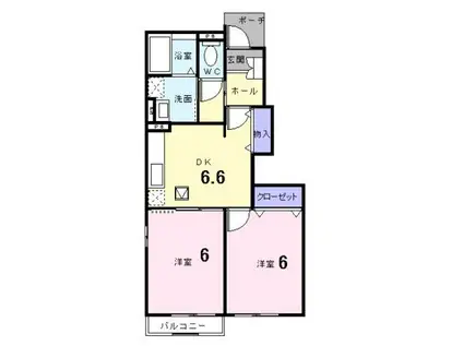 ボニ-トK II(2DK/1階)の間取り写真