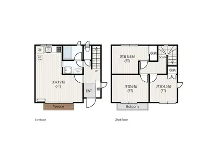 ガーデンヒルズ調布B棟(3LDK/1階)の間取り写真