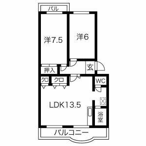 エステイタスKH-1(2LDK/4階)の間取り写真