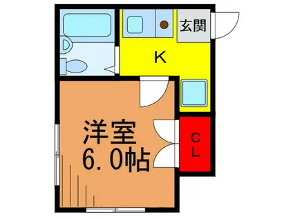 細川ハイツ(1K/2階)の間取り写真