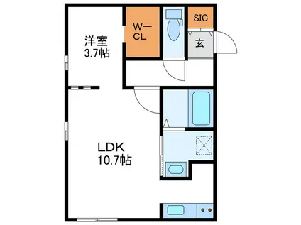 YORI N22 ヨリエヌ22(1LDK/1階)の間取り写真