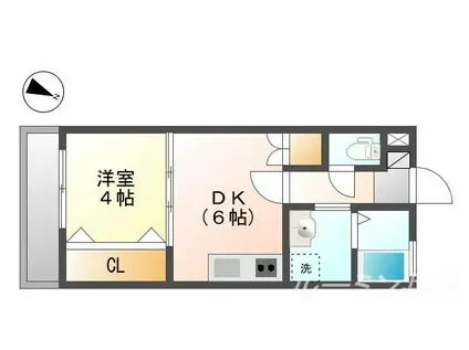 ドミール王子(1DK/3階)の間取り写真