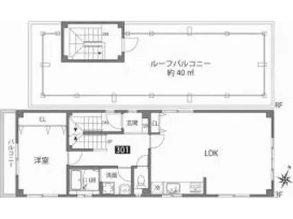 HIKARI.BLD(1LDK/3階)の間取り写真