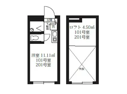 アパートメンツ東京西小岩(ワンルーム/1階)の間取り写真