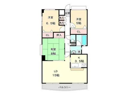 ドムス喜兵衛 宙(3LDK/3階)の間取り写真