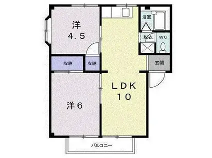 シャトレーゼII(2LDK/2階)の間取り写真