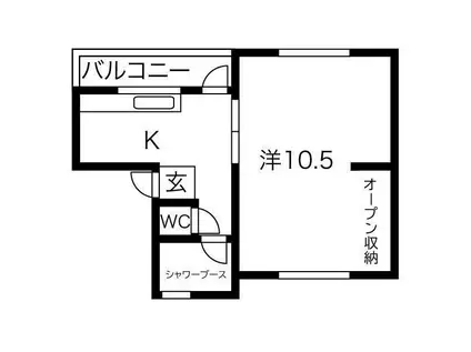 サン・フィールド(1K/3階)の間取り写真