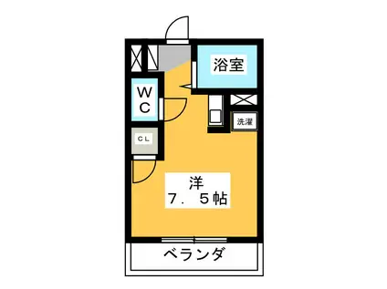 IL・CASTELLO小瀬(ワンルーム/1階)の間取り写真