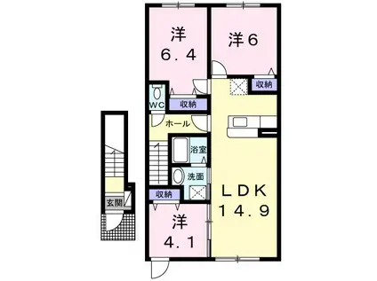 エレガンス・フルール(3LDK/2階)の間取り写真