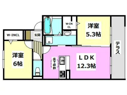 D-ROOM若園(2LDK/1階)の間取り写真