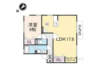 ディアコートⅡ(1LDK/1階)の間取り写真