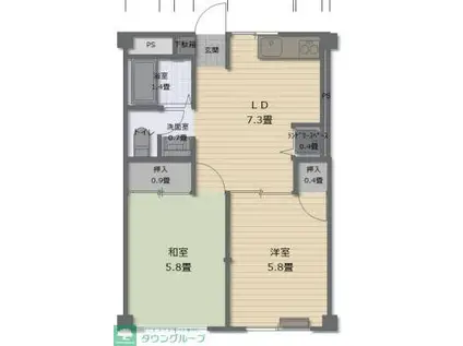 メゾン吉田(2DK/2階)の間取り写真