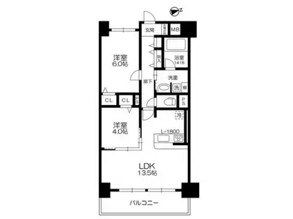 ルナ グランデ(2LDK/3階)の間取り写真