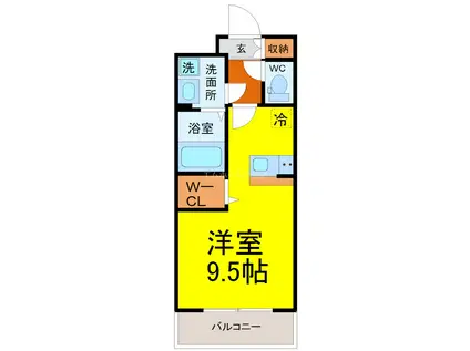 グランテラス覚王山(ワンルーム/2階)の間取り写真