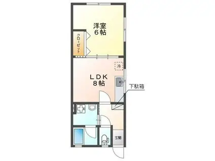 ボンヌシャンスNⅡ(1LDK/2階)の間取り写真