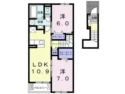 コンフォートカーサ(2LDK/2階)の間取り写真
