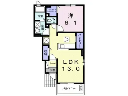 ボヌール うすい(1LDK/1階)の間取り写真