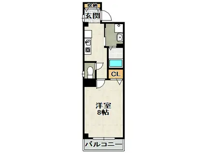 フェリーチェ宝塚(1K/3階)の間取り写真