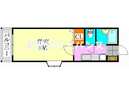 アスパシア三山(1K/2階)の間取り写真