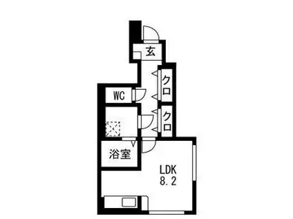 アクア・フィオーレ天童(ワンルーム/1階)の間取り写真