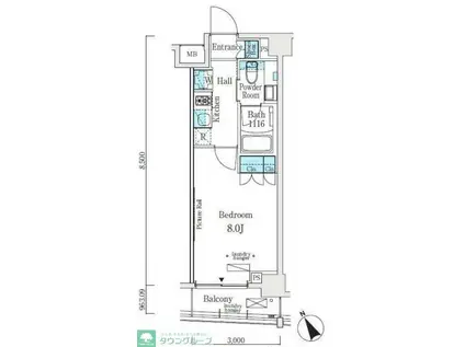 ベルファース馬込(1K/6階)の間取り写真