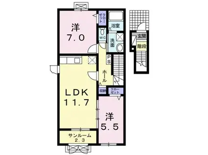 コンフォーティア(2LDK/2階)の間取り写真