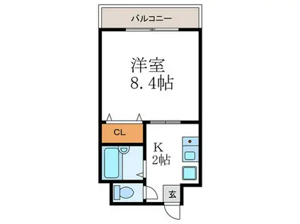 カーサ八星(1K/4階)の間取り写真