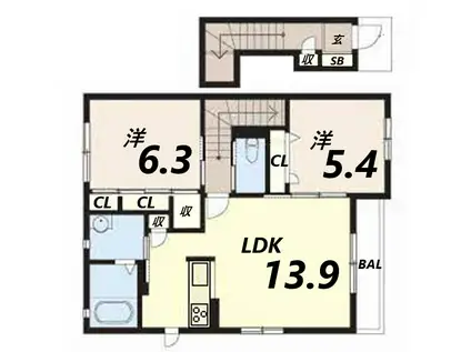 メゾン壽(2LDK/2階)の間取り写真