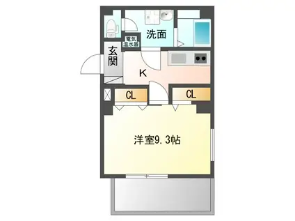 アビリティ上町弐番館(1K/6階)の間取り写真