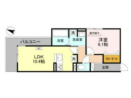 NOBLE TERRACE中山手(1LDK/2階)の間取り写真