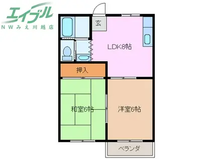 リックスハイツ 101(2DK/2階)の間取り写真