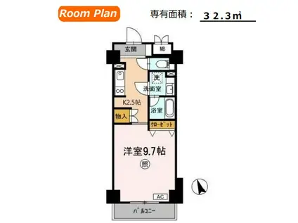 T1-FLAT(1K/6階)の間取り写真