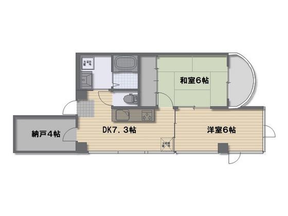 サンライズ舟入川口ビル(2DK/5階)の間取り写真
