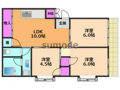 アテイン高槻石津(3LDK/3階)の間取り写真