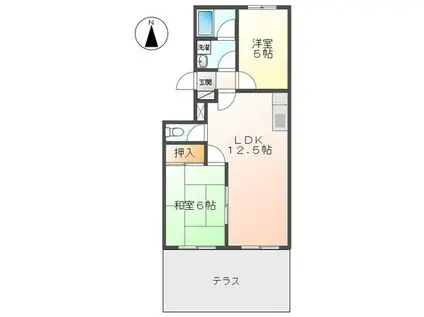 アネックス西明石(2LDK/1階)の間取り写真