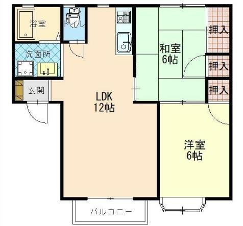 ランドパーク東手城(2LDK/2階)の間取り写真